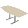 Skutchi Designs 6 Person Hexagon Conference Table Square T Bases, Harmony Series, 6X3, Maple HAR-HEX.IR-34x70-T-XD08